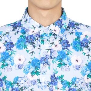 G/Fore Men's Large Photo Floral Tech Jersey Polo MSRP $120